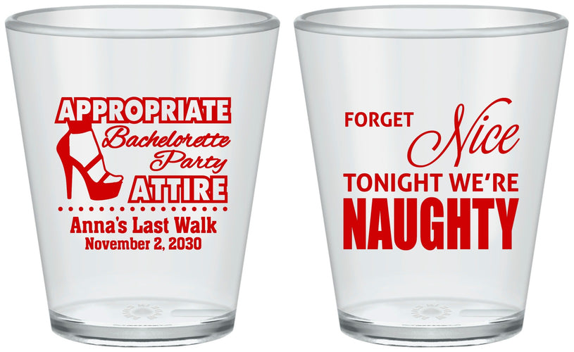 Custom Bachelorette Plastic Shot Glasses - Nice Tonight Naughty | 60112