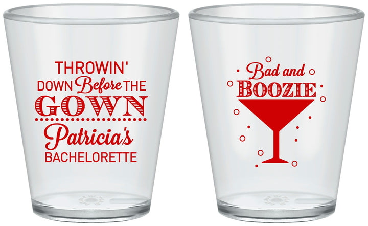 Custom Bachelorette Plastic Shot Glasses - Bad And Boozie | 60121