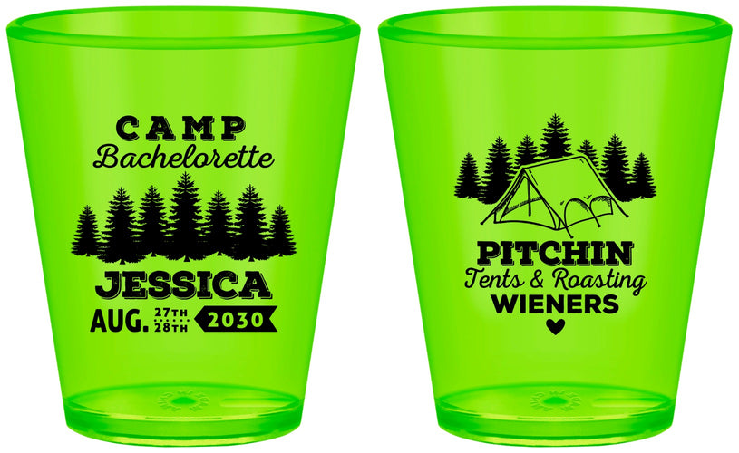 Custom Bachelorette Plastic Shot Glasses - Camping | 60124