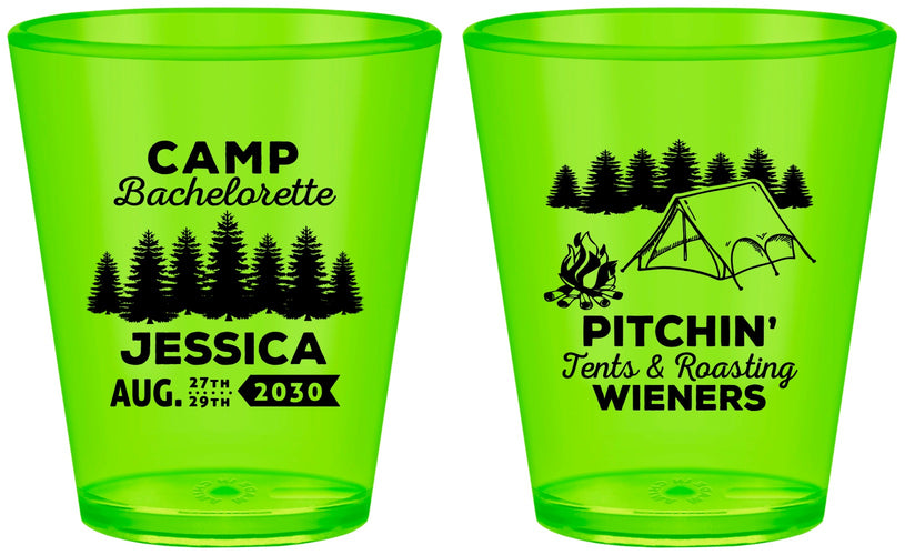 Custom Bachelorette Plastic Shot Glasses - Camping | 60125