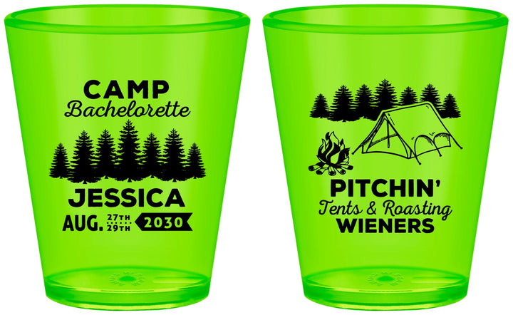 Custom Bachelorette Plastic Shot Glasses - Camping | 60125