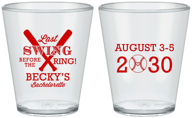 Custom Bachelorette Plastic Shot Glasses - Last Swing Before Ring | 60127