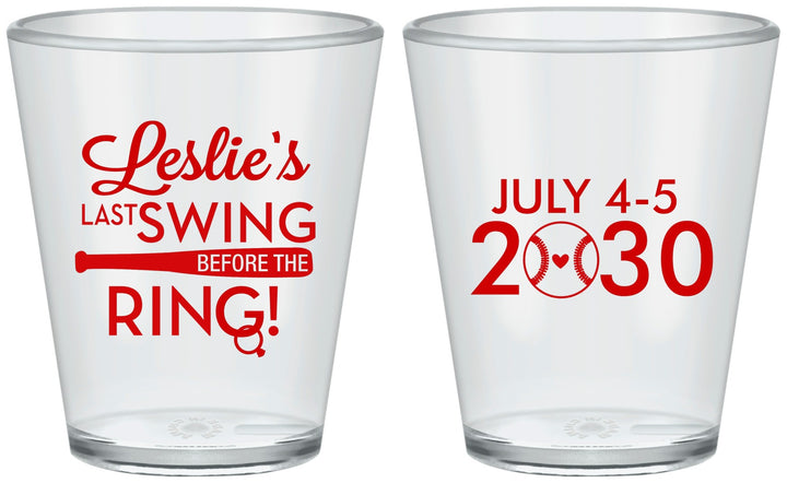 Custom Bachelorette Plastic Shot Glasses - Last Swing Before Ring | 60128