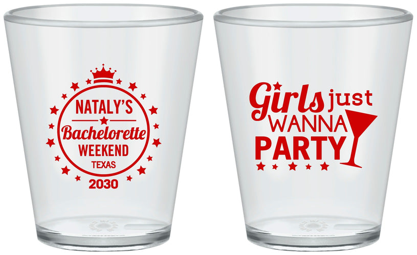 Custom Bachelorette Plastic Shot Glasses - Girls Just Wanna Party | 60139