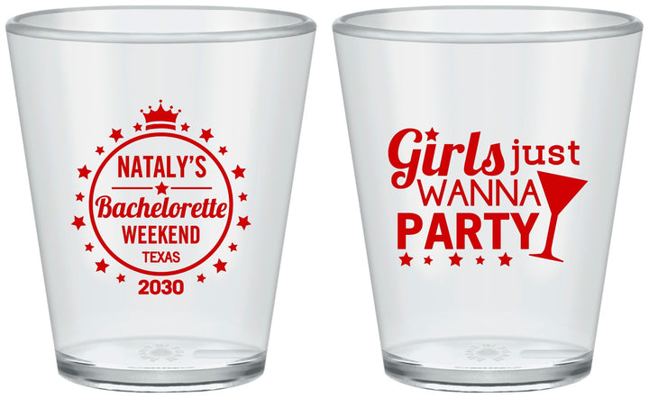 Custom Bachelorette Plastic Shot Glasses - Girls Just Wanna Party | 60139