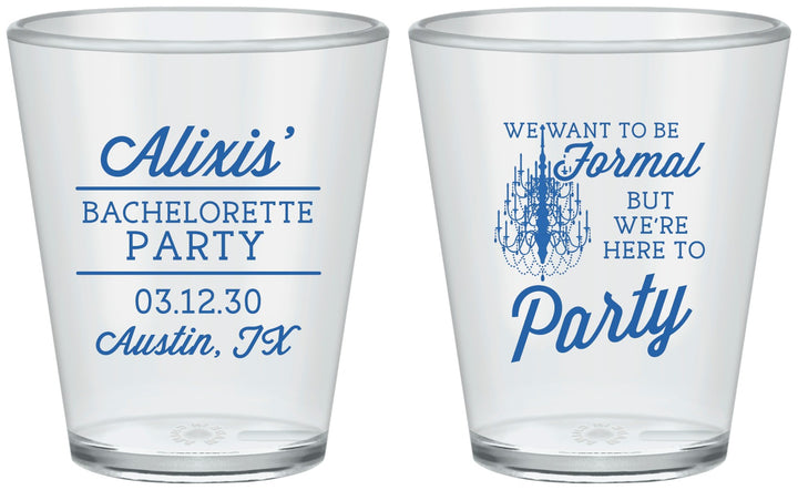 Custom Bachelorette Plastic Shot Glasses - Formal Party | 60145
