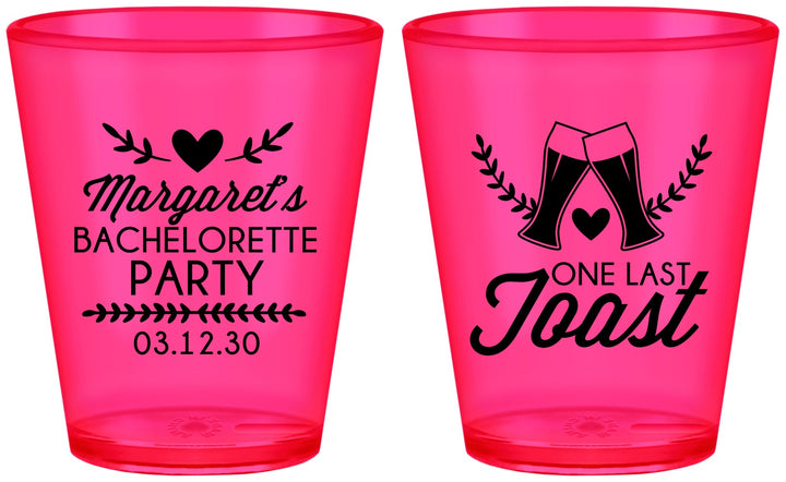 Custom Bachelorette Plastic Shot Glasses - One Last Toast | 60147