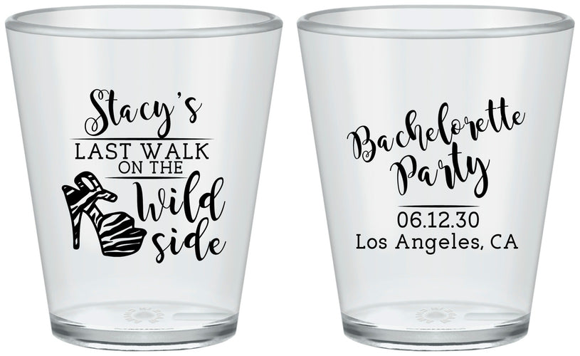 Custom Bachelorette Plastic Shot Glasses - Last Walk Wild Side | 60148