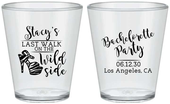 Custom Bachelorette Plastic Shot Glasses - Last Walk Wild Side | 60148