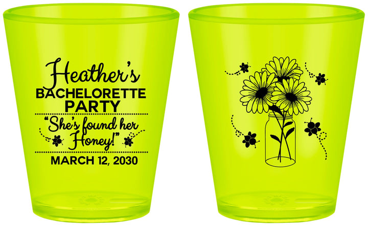 Custom Bachelorette Plastic Shot Glasses - She Found Her Honey | 60150