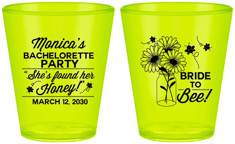 Custom Bachelorette Plastic Shot Glasses - Bride To Bee | 60152