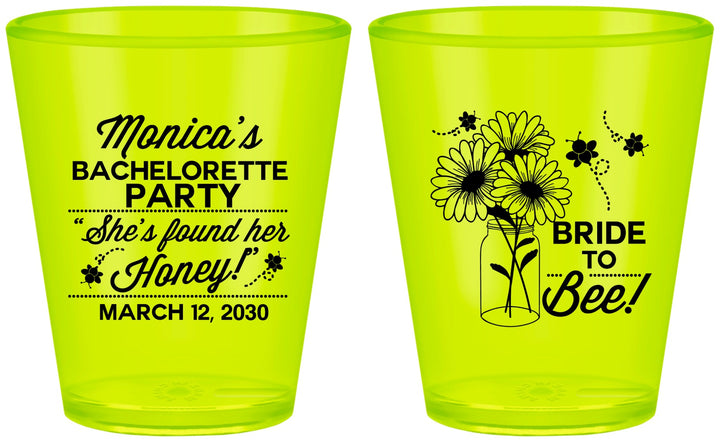 Custom Bachelorette Plastic Shot Glasses - Bride To Bee | 60152