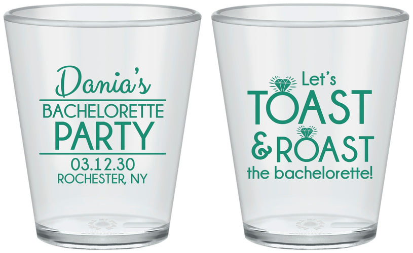 Custom Bachelorette Plastic Shot Glasses - Toast And Roast | 60153