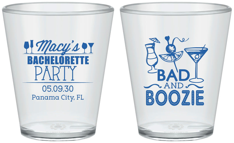 Custom Bachelorette Plastic Shot Glasses - Bad And Boozie | 60155