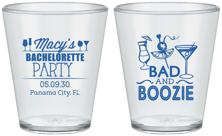Custom Bachelorette Plastic Shot Glasses - Bad And Boozie | 60155