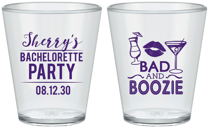 Custom Bachelorette Plastic Shot Glasses - Bad And Boozie | 60156