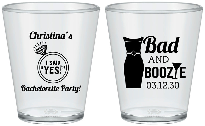 Custom Bachelorette Plastic Shot Glasses - Bad And Boozie | 60157
