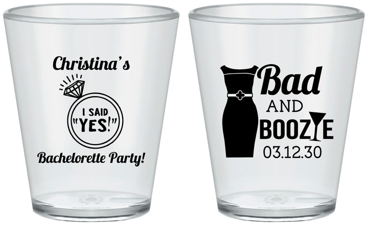 Custom Bachelorette Plastic Shot Glasses - Bad And Boozie | 60157