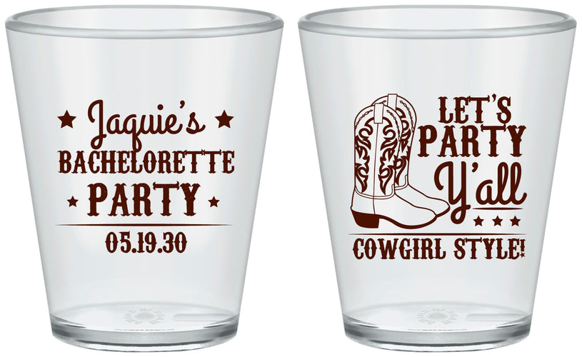 Custom Bachelorette Plastic Shot Glasses - Cowgirl Boots | 60163