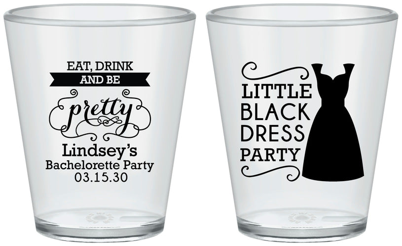 Custom Bachelorette Plastic Shot Glasses - Little Black Dress | 60164