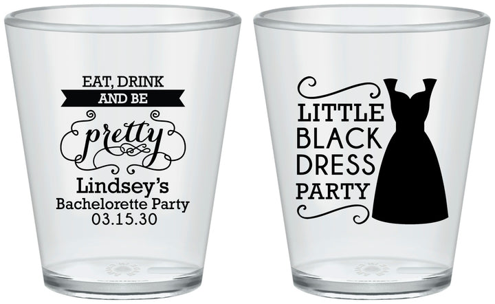Custom Bachelorette Plastic Shot Glasses - Little Black Dress | 60164