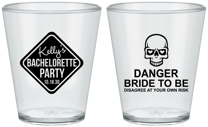 Custom Bachelorette Plastic Shot Glasses - Danger Bride To Be | 60165