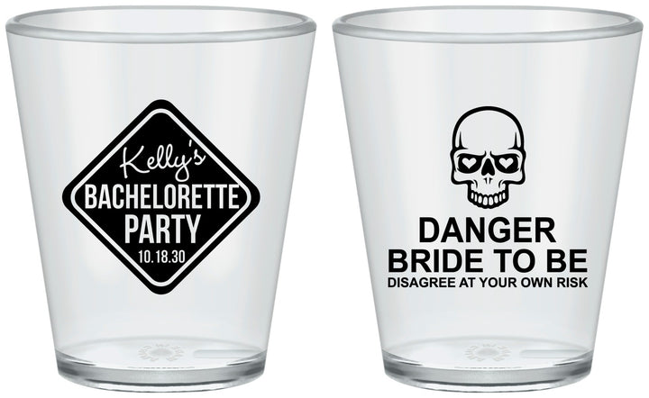 Custom Bachelorette Plastic Shot Glasses - Danger Bride To Be | 60165