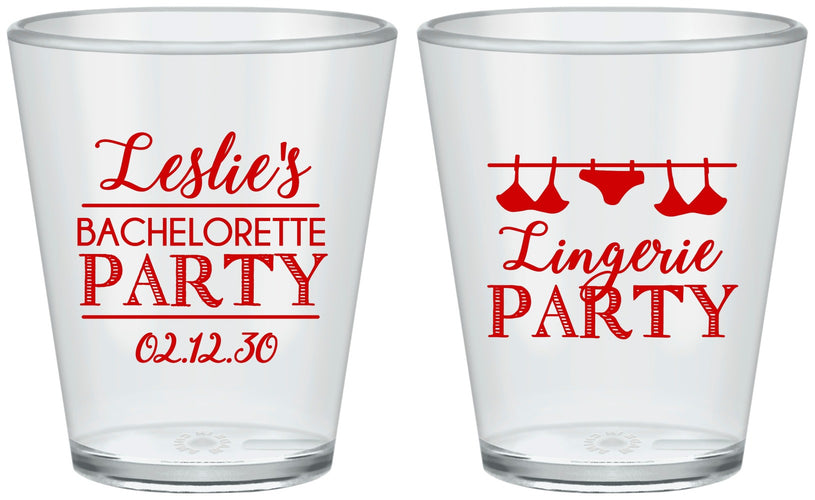 Custom Bachelorette Plastic Shot Glasses - Lingerie Party | 60171