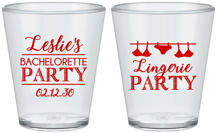 Custom Bachelorette Plastic Shot Glasses - Lingerie Party | 60171