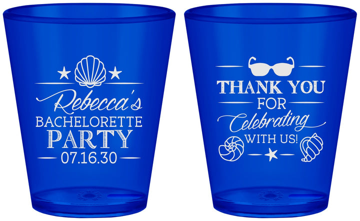 Custom Bachelorette Plastic Shot Glasses - Beach | 60177