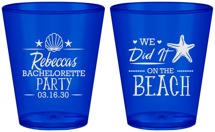 Custom Bachelorette Plastic Shot Glasses - Beach | 60183