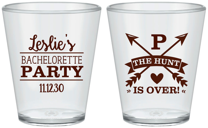 Custom Bachelorette Plastic Shot Glasses - The Hunt Is Over | 60186