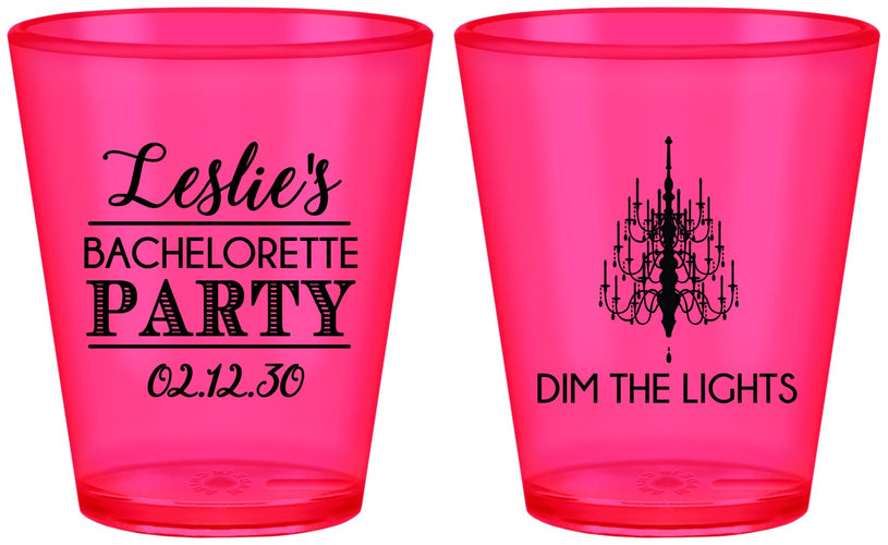 Custom Bachelorette Plastic Shot Glasses - Lights | 60188