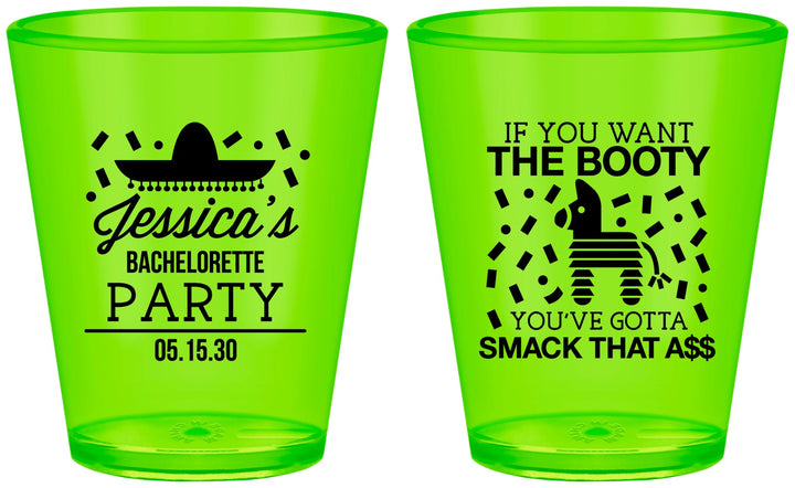 Custom Bachelorette Plastic Shot Glasses - Smack That Ass | 60192