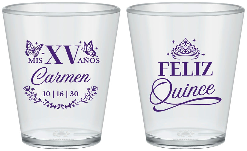 Custom Quinceanera Plastic Shot Glasses - Mis Quince Anos | 70000