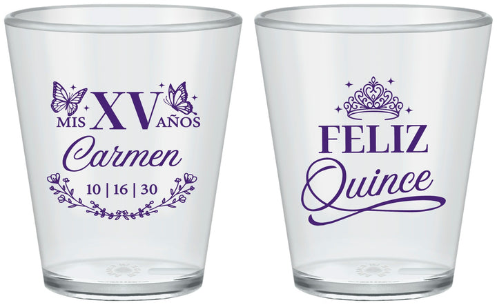 Custom Quinceanera Plastic Shot Glasses - Mis Quince Anos | 70000