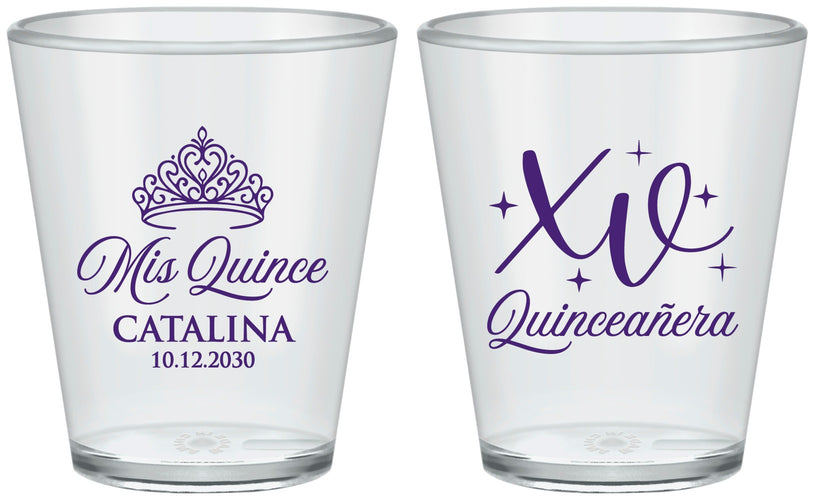 Custom Quinceanera Plastic Shot Glasses - Mis Quince Anos | 70002