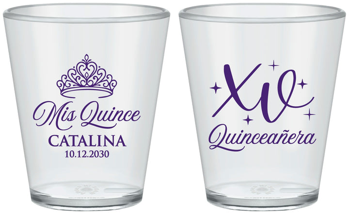 Custom Quinceanera Plastic Shot Glasses - Mis Quince Anos | 70002