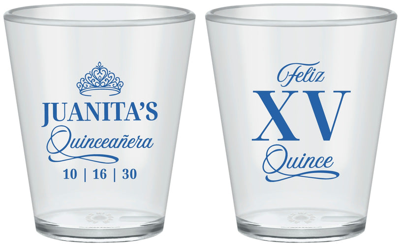 Custom Quinceanera Plastic Shot Glasses - Mis Quince Anos | 70003