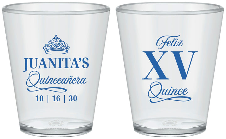 Custom Quinceanera Plastic Shot Glasses - Mis Quince Anos | 70003