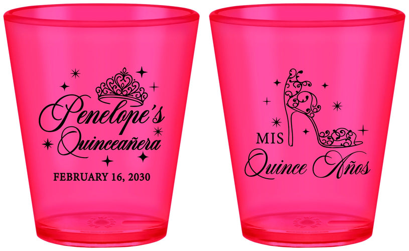Custom Quinceanera Plastic Shot Glasses - Mis Quince Anos | 70004