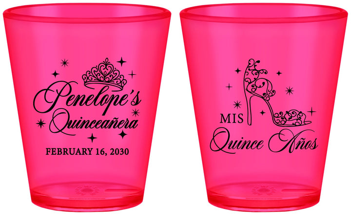 Custom Quinceanera Plastic Shot Glasses - Mis Quince Anos | 70004