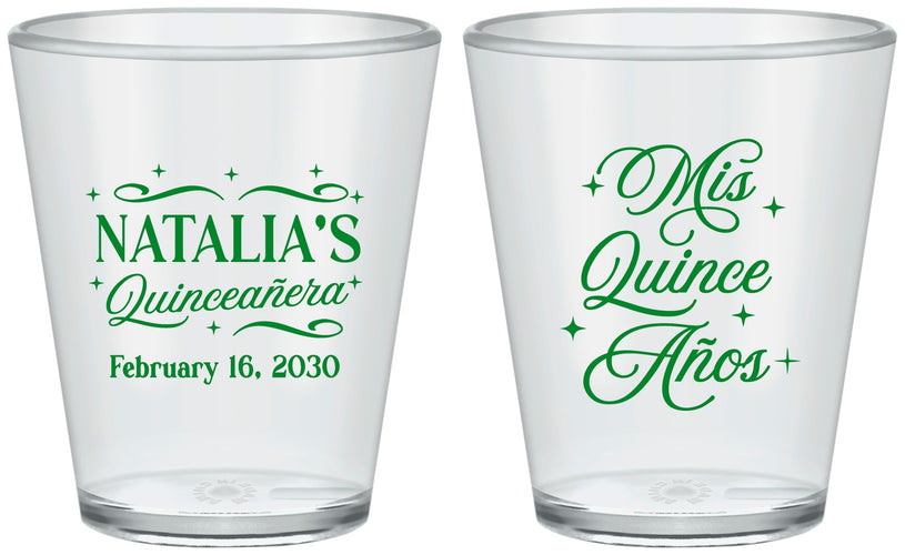 Custom Quinceanera Plastic Shot Glasses - Mis Quince Anos | 70006