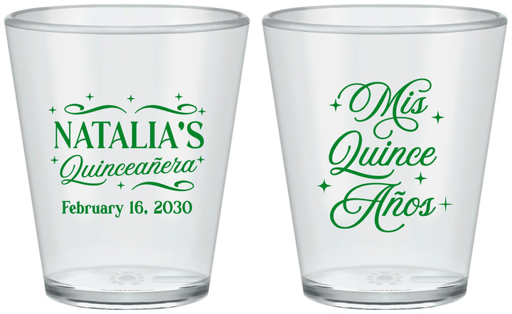 Custom Quinceanera Plastic Shot Glasses - Mis Quince Anos | 70006
