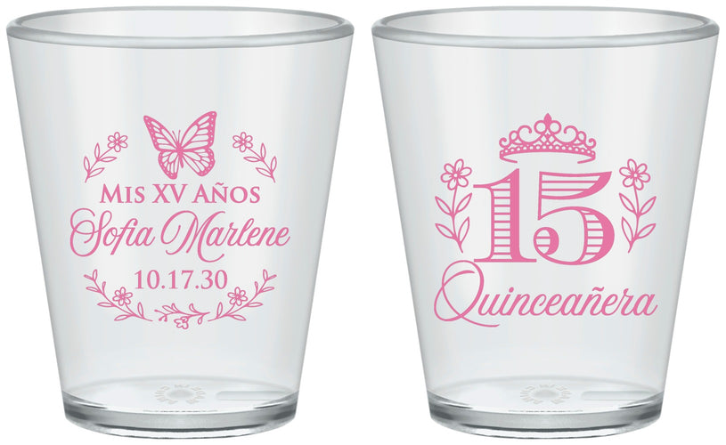 Custom Quinceanera Plastic Shot Glasses - Mis Quince Anos | 70007