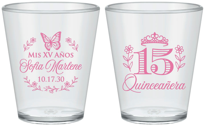Custom Quinceanera Plastic Shot Glasses - Mis Quince Anos | 70007
