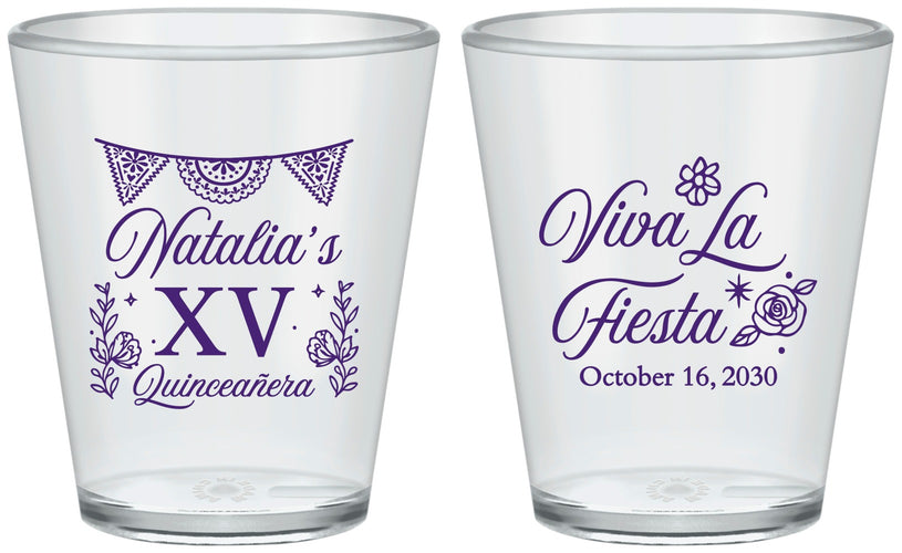 Custom Quinceanera Plastic Shot Glasses - Viva La Fiesta Quince | 70008