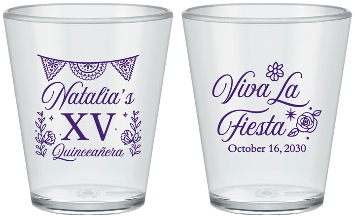 Custom Quinceanera Plastic Shot Glasses - Viva La Fiesta Quince | 70008