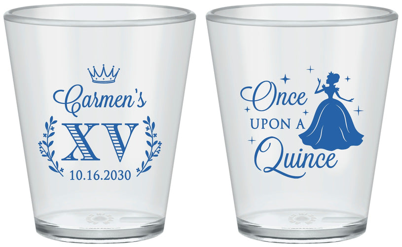 Custom Quinceanera Plastic Shot Glasses - Once Upon A Quince | 70011