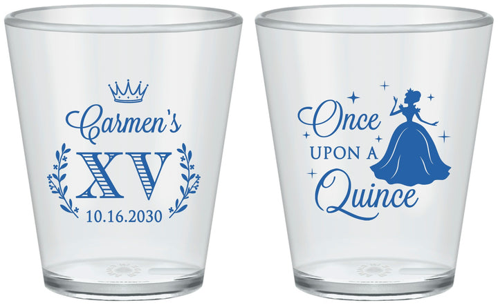 Custom Quinceanera Plastic Shot Glasses - Once Upon A Quince | 70011